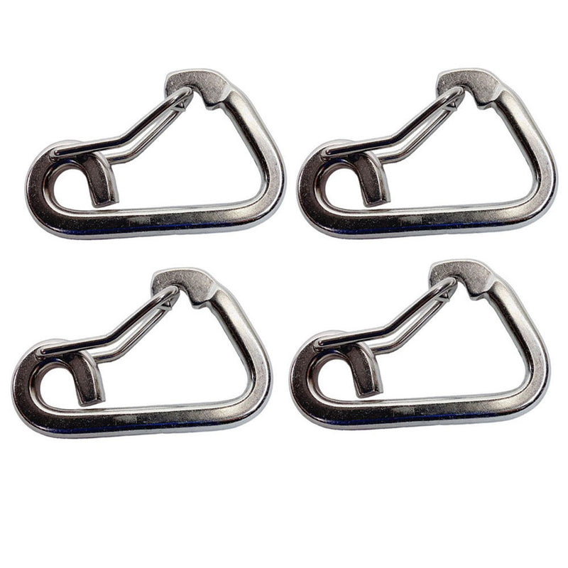 4 Pc Stainless Steel 1/4" Harness Clip 250Lb WLL Spring Gate Snap Hook Flat Body