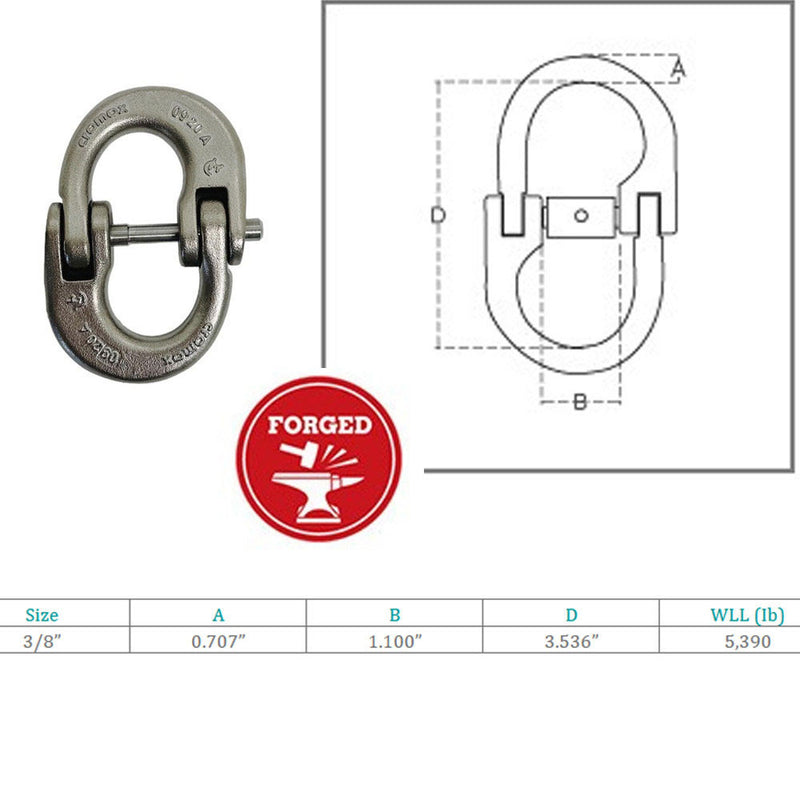 Stainless Steel T318LN 3/8" G60 Hammerlock Link Chain Connect Link 5390 Lbs WLL