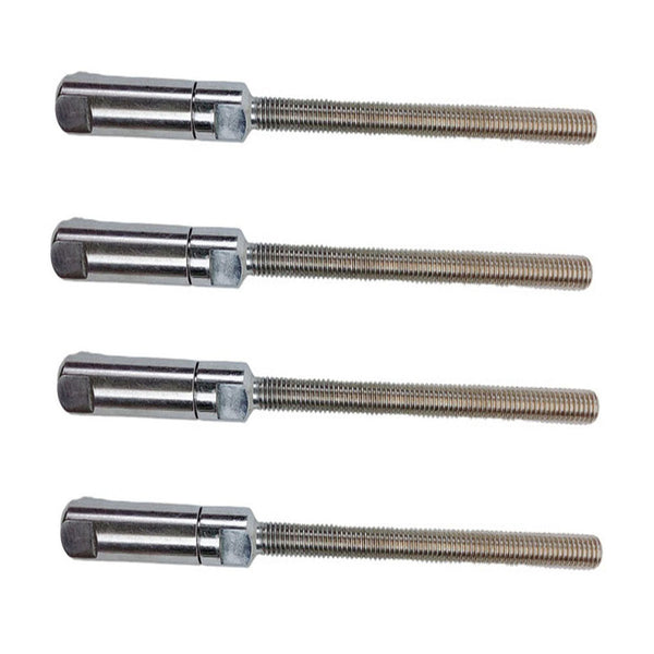 4 Pc Stainless Steel Fully Threaded 1/8" Push & Go Swageless Stud For 1/8" Cable