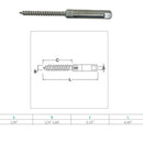 4Pc Marine Boat Stainless Steel 1/8" Push & Go Swageless Lag For 1/8" Cable Rail