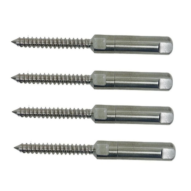 4 Pc Marine Stainless Steel 3/16" Push & Go Swageless Lag For 3/16" Cable Rail
