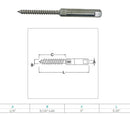 4Pc Marine Boat Stainless Steel 1/4" Push & Go Swageless Lag For 1/4" Cable Rail