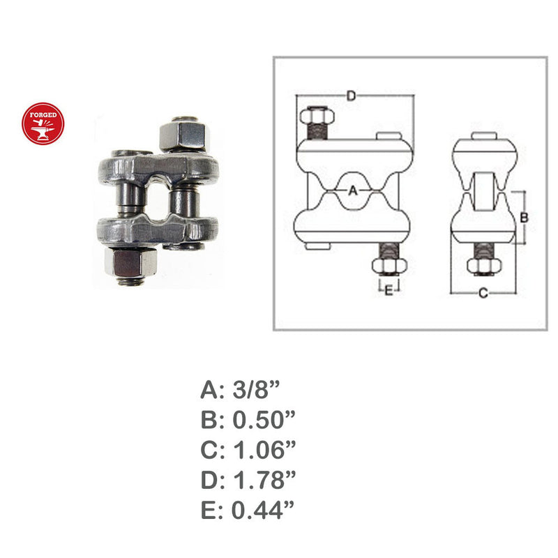 Marine Boat Stainless Steel T316 Drop Forged 3/8" Fist Clip Wire Rope Clip Rig