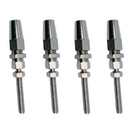 4 Pc Marine Stainless Steel 1/8" Swageless Threaded Stud 1/4" Thread 1/8" Cable