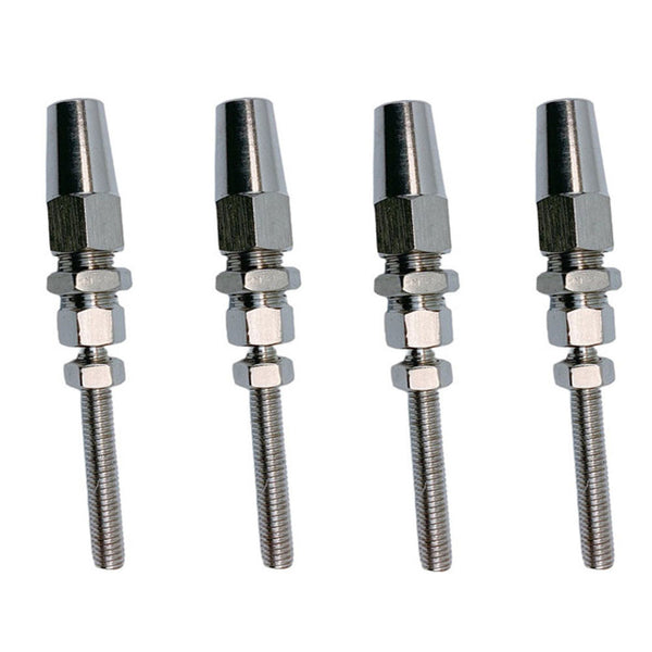 4 Pc Marine Stainless Steel 1/8" Swageless Threaded Stud 1/4" Thread 1/8" Cable