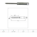 Marine Boat Stainless Steel T316 Push & Go Swageless Lag For Cable Rail