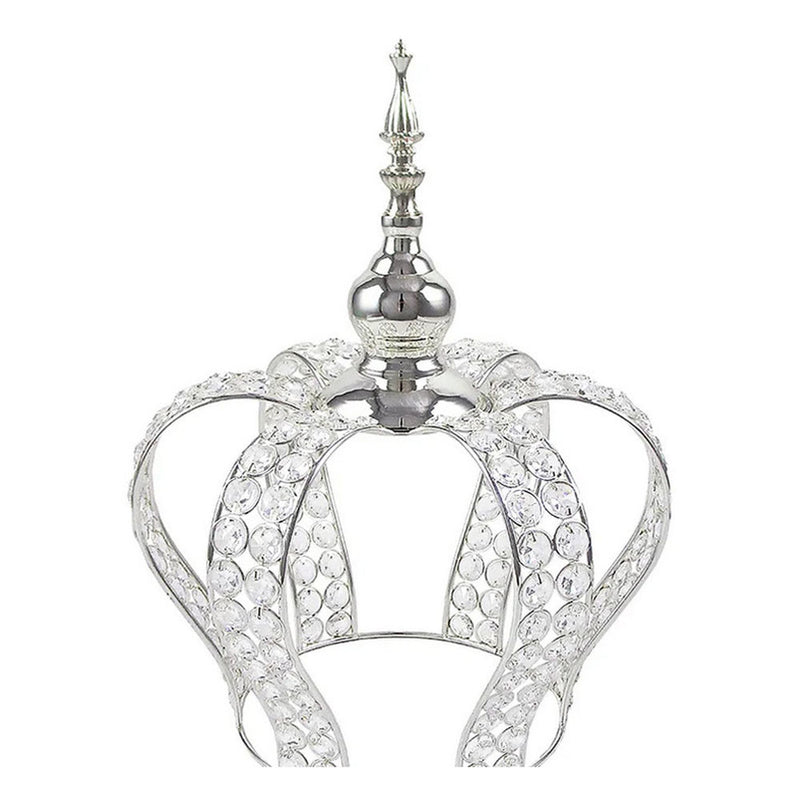 14-3/4"H x 11"D Silver Crystal Bead Crown Grand Centerpiece Table Home Decor