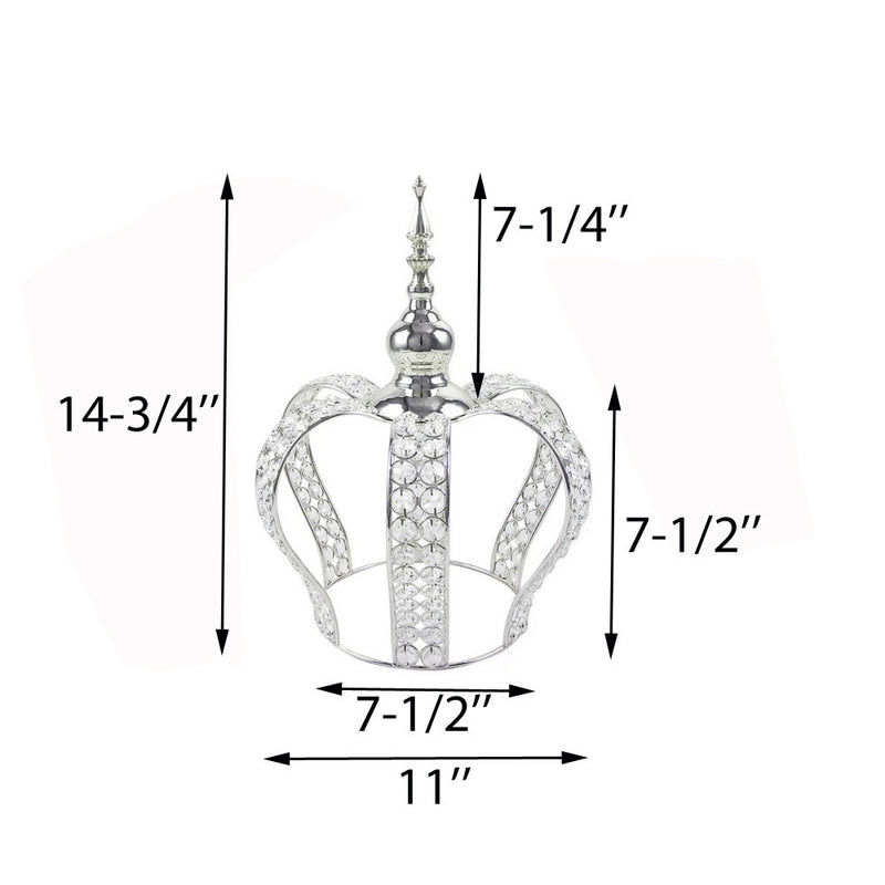 14-3/4"H x 11"D Silver Crystal Bead Crown Grand Centerpiece Table Home Decor