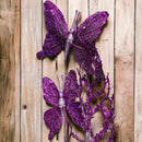 Artificial 31" Purple Glitter Butterflies Dead Twig Spray Window Insect Floral Decor Party Flower Arrangement