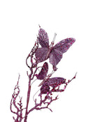 Artificial 31" Lavender Glitter Butterflies Dead Twig Spray Window Insect Floral Decor Party Flower Arrangement