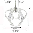 16-1/4"H x 15-1/4"D Silver Crystal Bead Crown Grand Centerpiece Table Home Decor