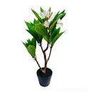 2.25Ft Cream Fuchsia Artificial Plumeria Flower Tree Tropical Plant in Black Pot