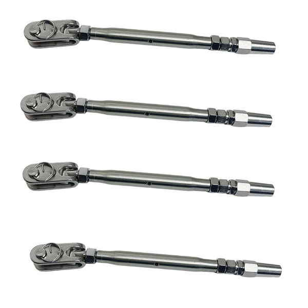 4 Pc Marine Stainless Steel T316 1/8" Toggle And Swageless Turnbuckle Cable Wire