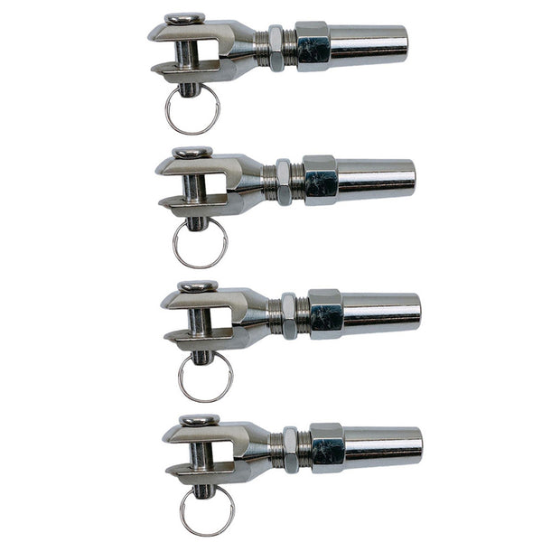 4 Pc Marine Boat Stainless Steel T316 1/4" Swageless Jaw Cable Wire Rail Railing