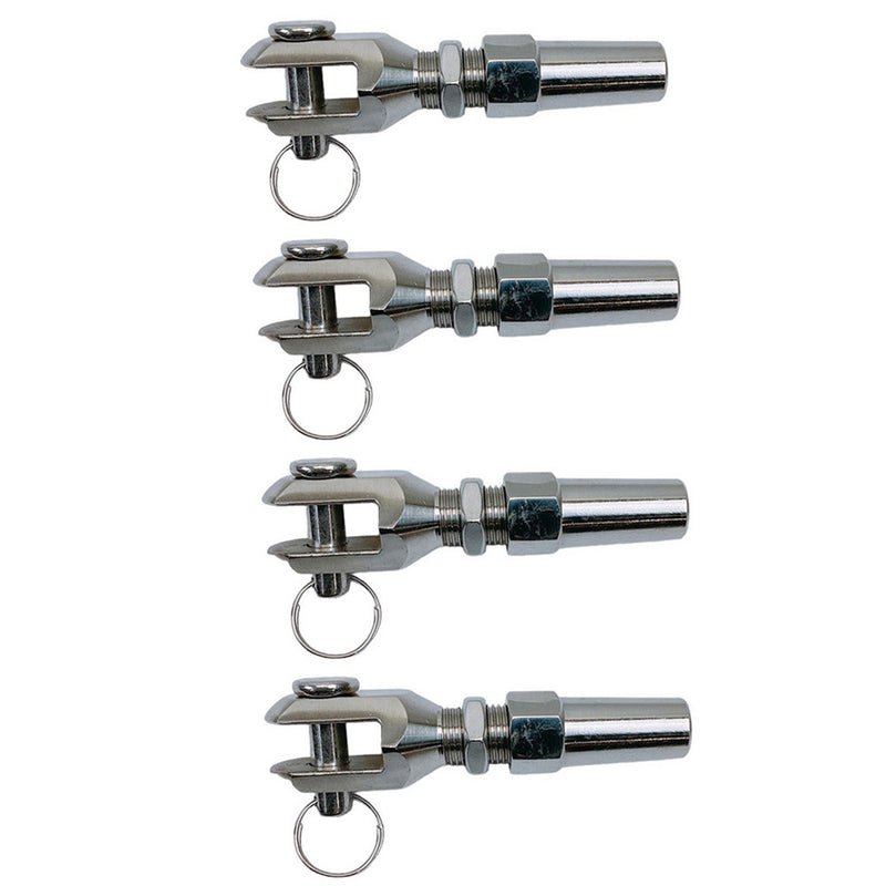4 Pc Marine Boat Stainless Steel T316 3/8" Swageless Jaw Cable Wire Rail Railing