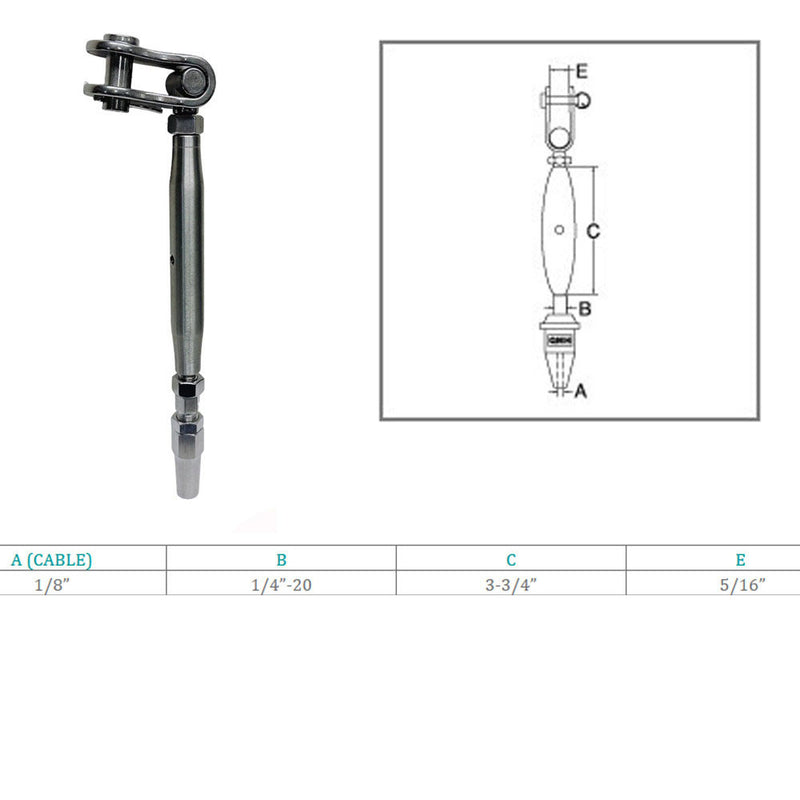 Marine Boat Stainless Steel T316 Toggle And Swageless Turnbuckle For Cable Wire