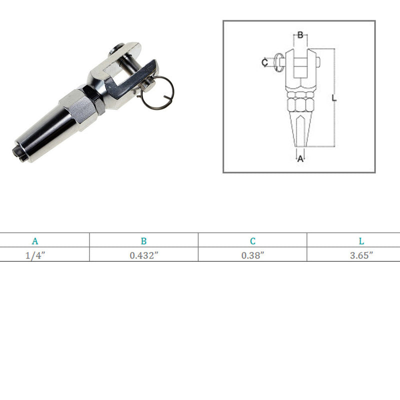 Marine Boat Stainless Steel T316 Swageless Jaw For Cable Wire Rail Railing