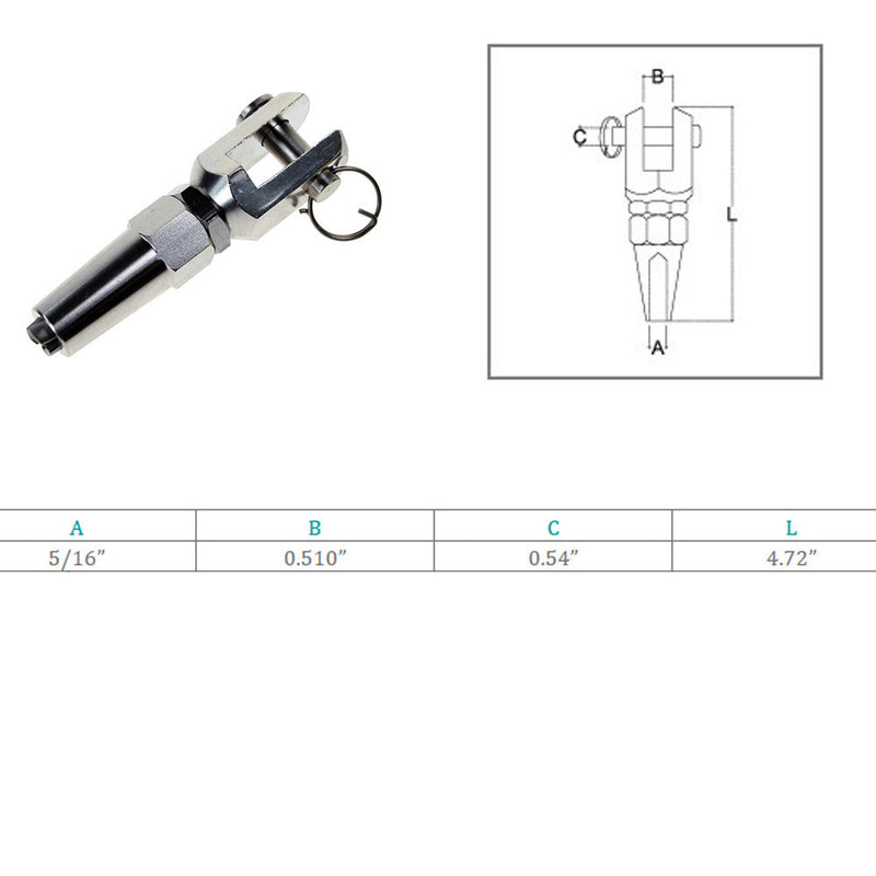 Marine Boat Stainless Steel T316 Swageless Jaw For Cable Wire Rail Railing
