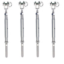 4 Pc Stainless Steel T316 3/16" Cable Jaw And Swage Stud Turnbuckle 1/4" Thread