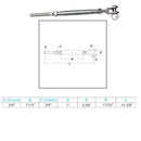 Stainless Steel T316 3/8" Cable Jaw And Swage Stud Turnbuckle 5/8" Thread