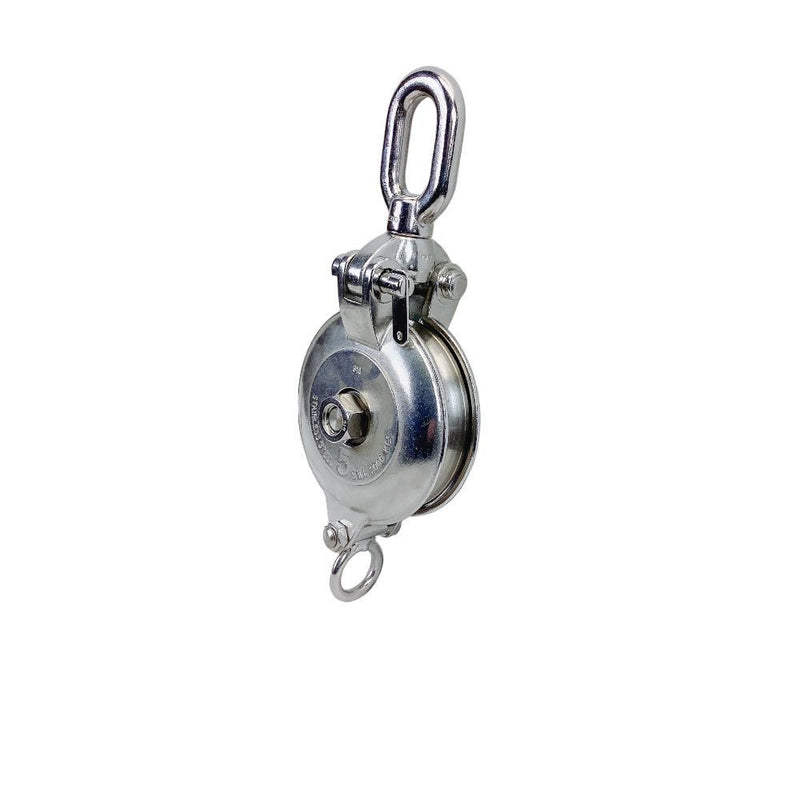 HD Stainless Steel T316 5" Sheave Swivel Block Hoist Lift 4400 Lbs WLL 3/4" Rope