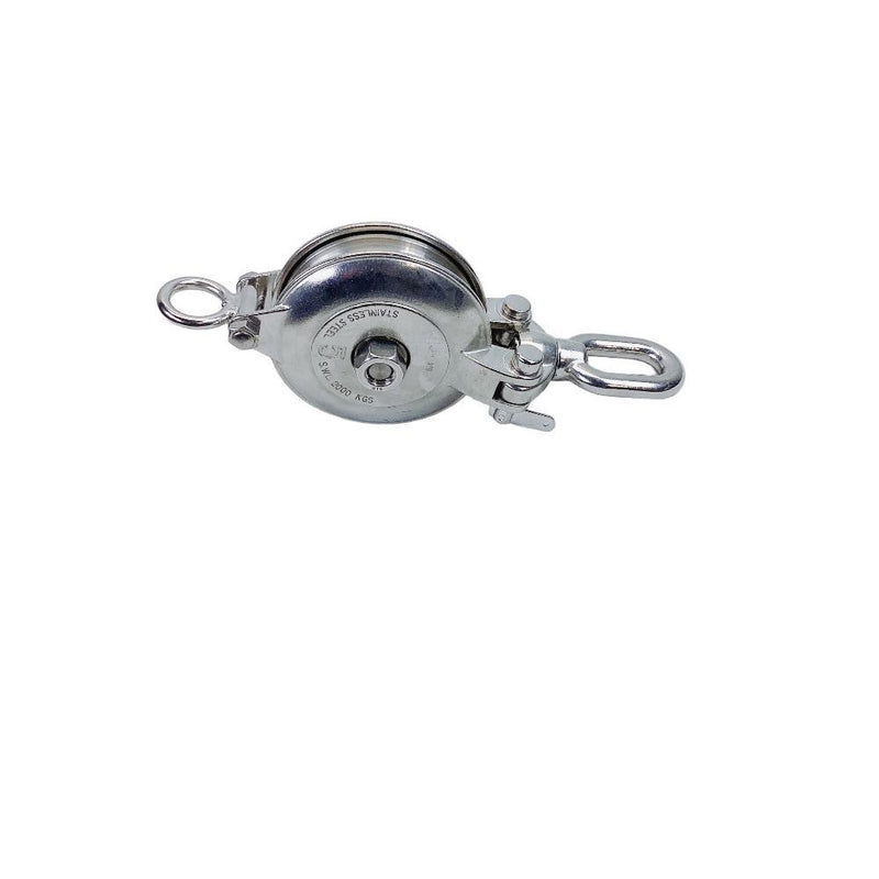 HD Stainless Steel T316 5" Sheave Swivel Block Hoist Lift 4400 Lbs WLL 3/4" Rope