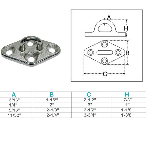 Marine Boat Stainless Steel T304 Diamond Pad Eye Welded Eye Pad Lift Rig