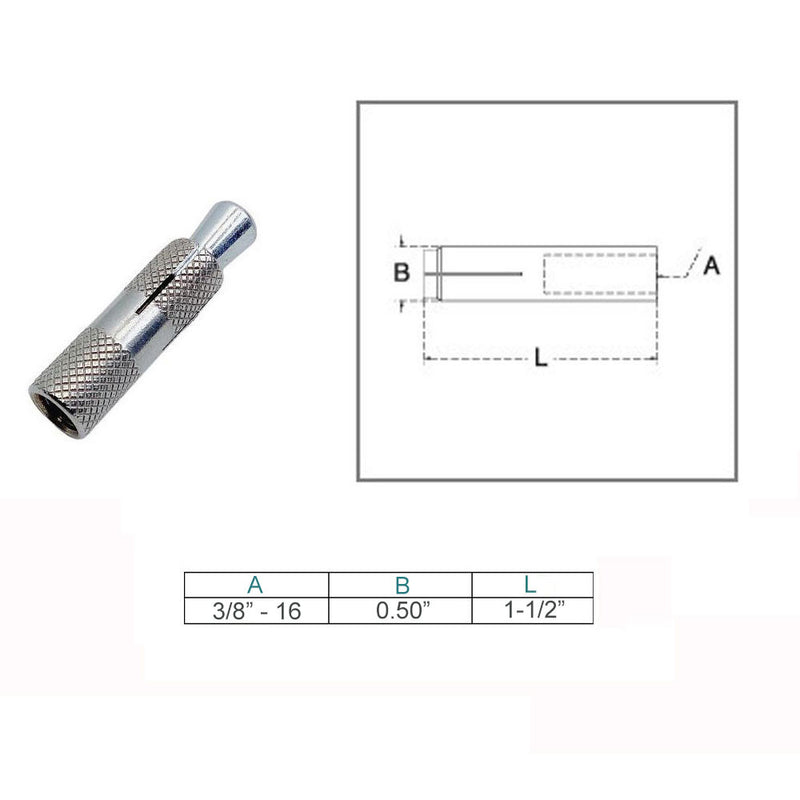 10Pc 304 Marine Stainless Steel 3/8"-16 Drop In Anchor Fastener Bolt Grip Anchor