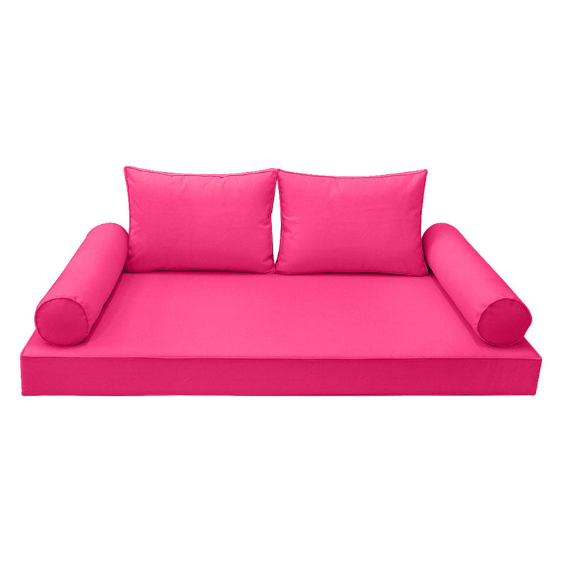 Style 1 Twin Size 5PC Piped Trim Daybed Mattress Cushion Bolster Pillow Complete Set AD110