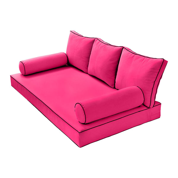 Style 3 Twin Size 6PC Contrast Pipe Daybed Mattress Cushion Bolster Complete Set AD110