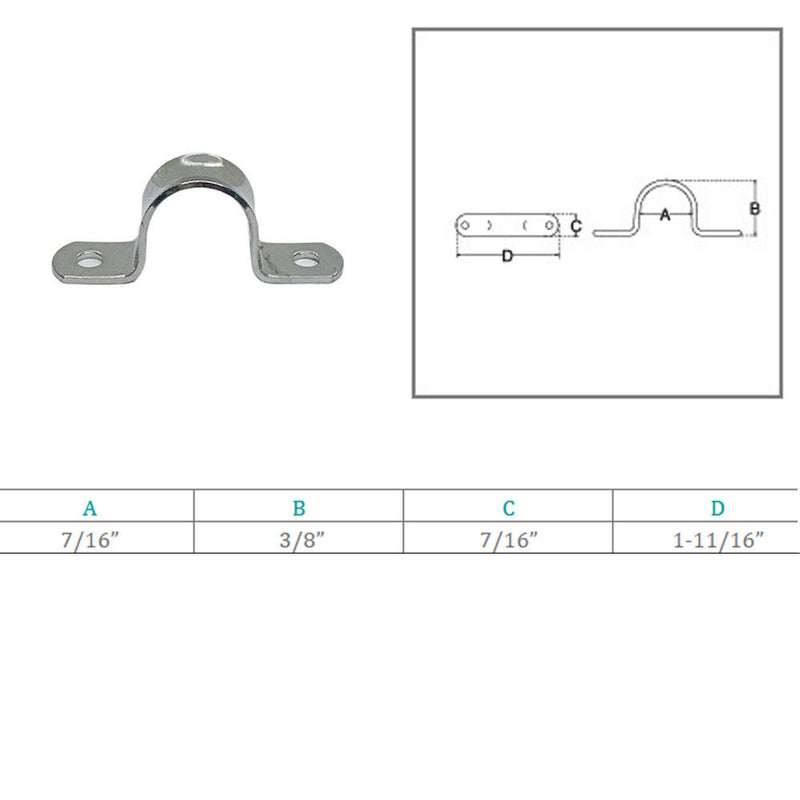 4Pc Stainless Steel T316 7/16" Eye Strap 2 Holes Marine Hardware Lifting Rigging