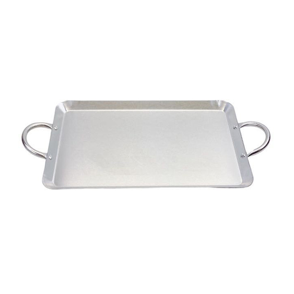 11.5" x 19" Stainless Steel Rectangular Serving Platter Ottoman Tray With Handles