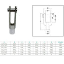 Marine Stainless Steel T316 Left Handed Threaded Yoke End