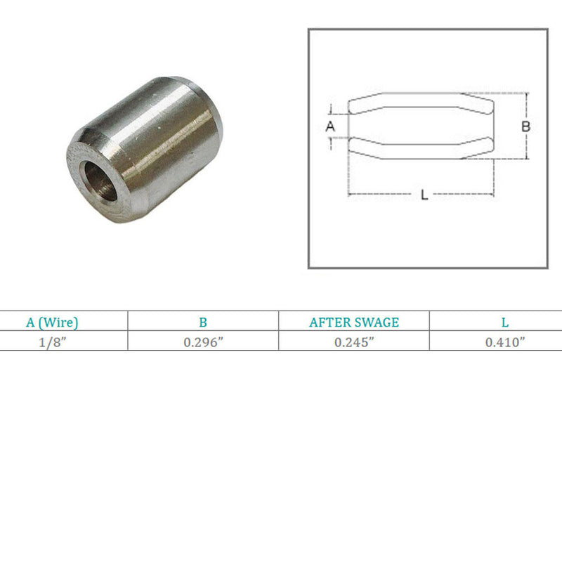 4 Pcs Marine Stainless Steel T316 1/8" Button Stop Wire Rope Cable Button Stop