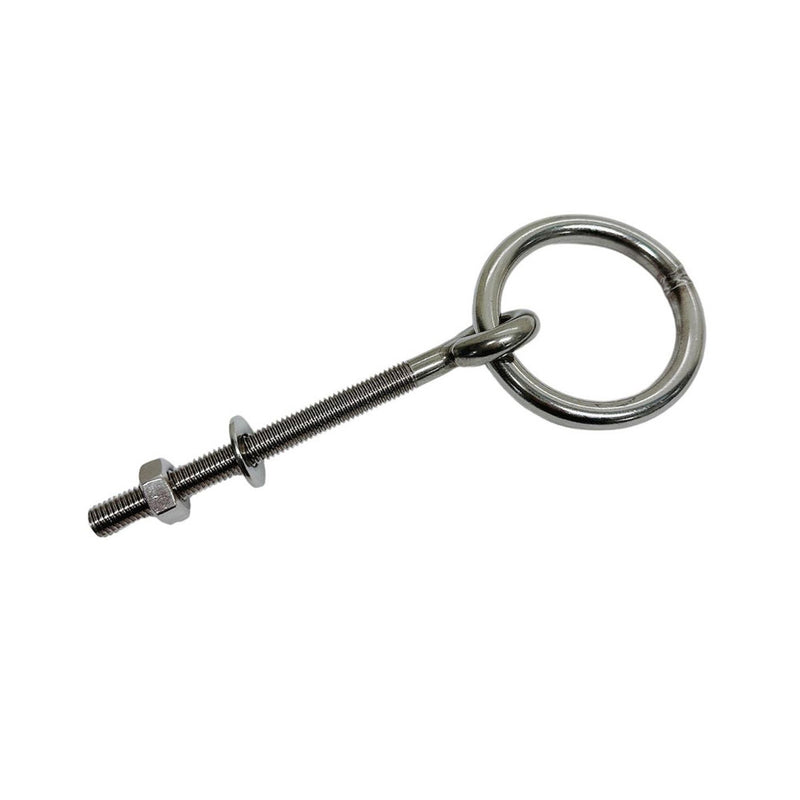 Marine Stainless Steel T304 1/4" Ring Eye Bolt 4-1/2" Shank Length Shoulder