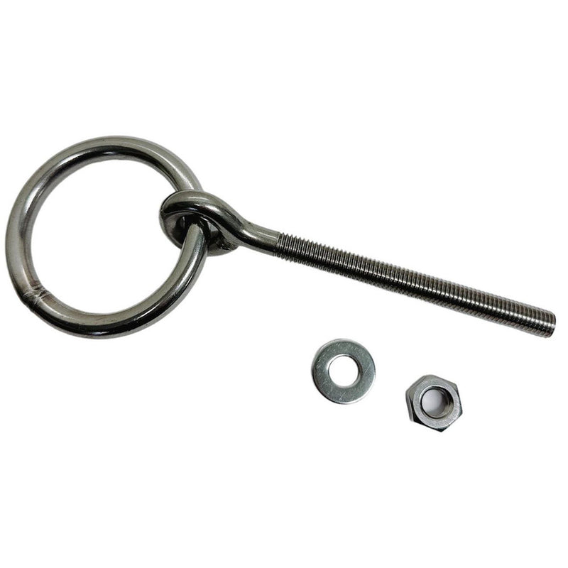 Marine Stainless Steel T304 1/4" Ring Eye Bolt 4-1/2" Shank Length Shoulder