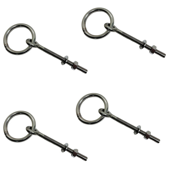 4 Pc Marine Stainless Steel 304 5/16" Ring Eye Bolt 4-3/4" Shank Length Shoulder