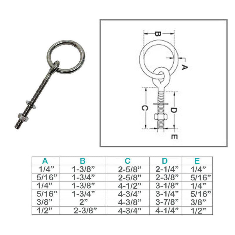 Marine Stainless Steel T304 Ring Eye Bolt Shoulder Bolt