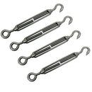 4 Pcs Marine Stainless Steel 3/8" Hook Eye Turnbuckle 700 Lbs WLL Rigging Lift